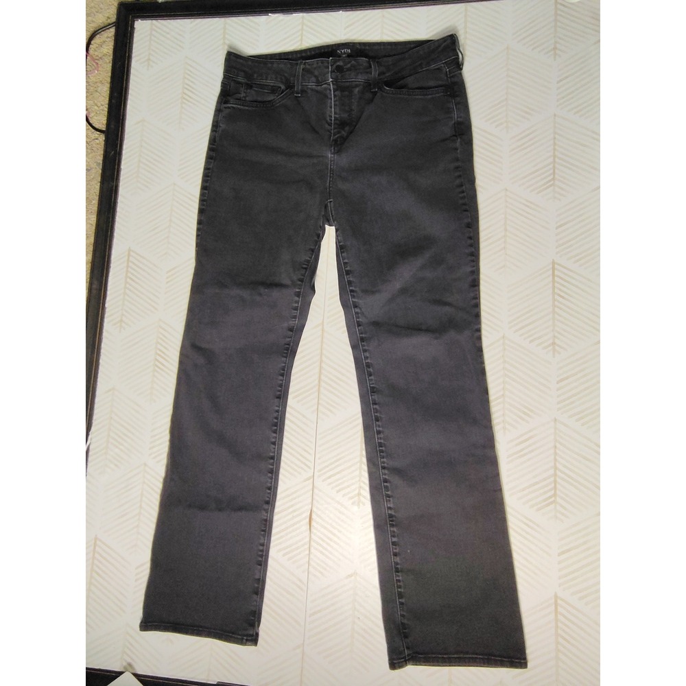 NYDJ Marilyn Straight Leg Jeans Charcoal Gray Lift Tuck Denim Womens Size 12